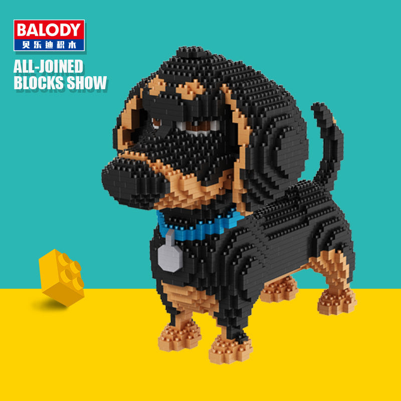 Department Store - Cartoon Simulation Pet Dog Building Blocks Mini Dachshund Poodle Doberman Model Children's Toy Gift Dog Pet Building Blocks