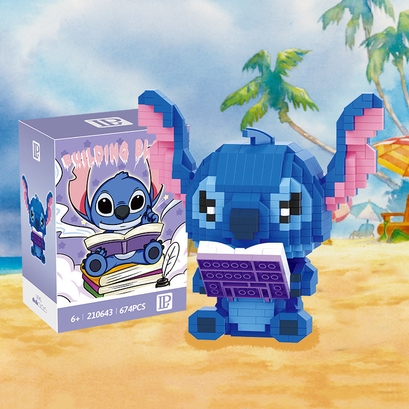 Department Store - Funny Disney Lilo and Stitched Miniature Block Hot Selling Stitch Miniature Blocks DIY Guitar Holding Book Toys Gifts for Kids