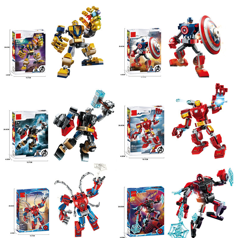 Department Store - Marvel Avengers Mech Toys Thor Spider-Man Thanos Mecha Boy Fighting Insert Model Building Blocks Minifigure Children's Toys