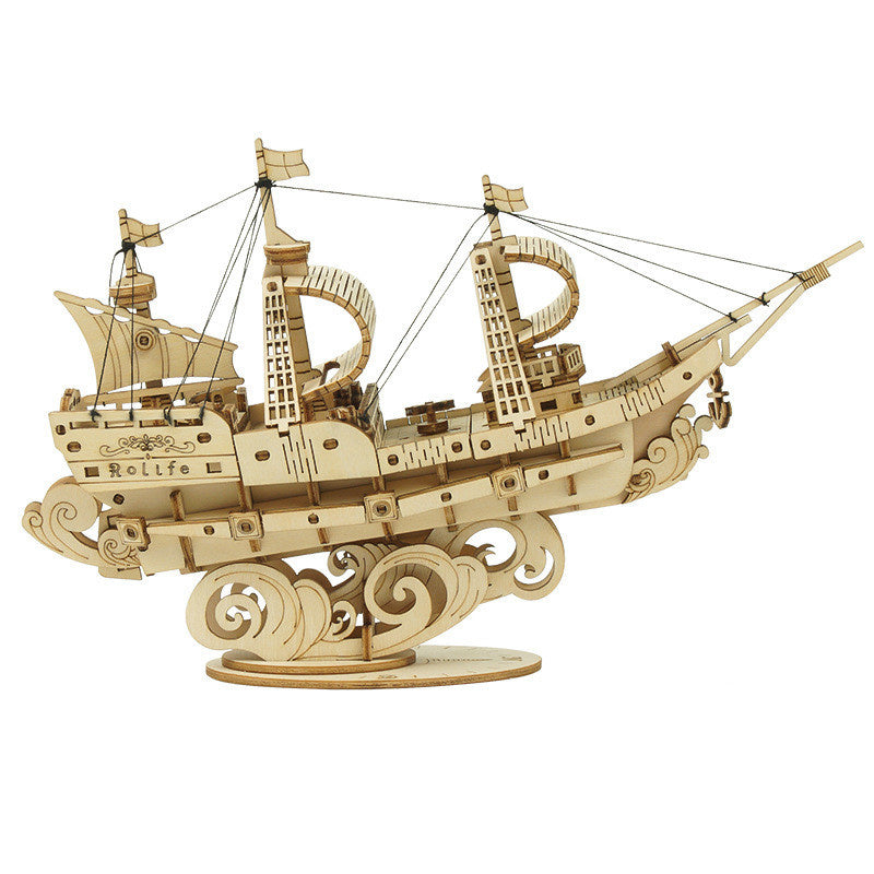 Department Store - New Wooden Diy Assembled Three-Dimensional Puzzle Model Pumpkin Car Ferris Wheel Carousel Sailboat Creative Assembly Ornaments