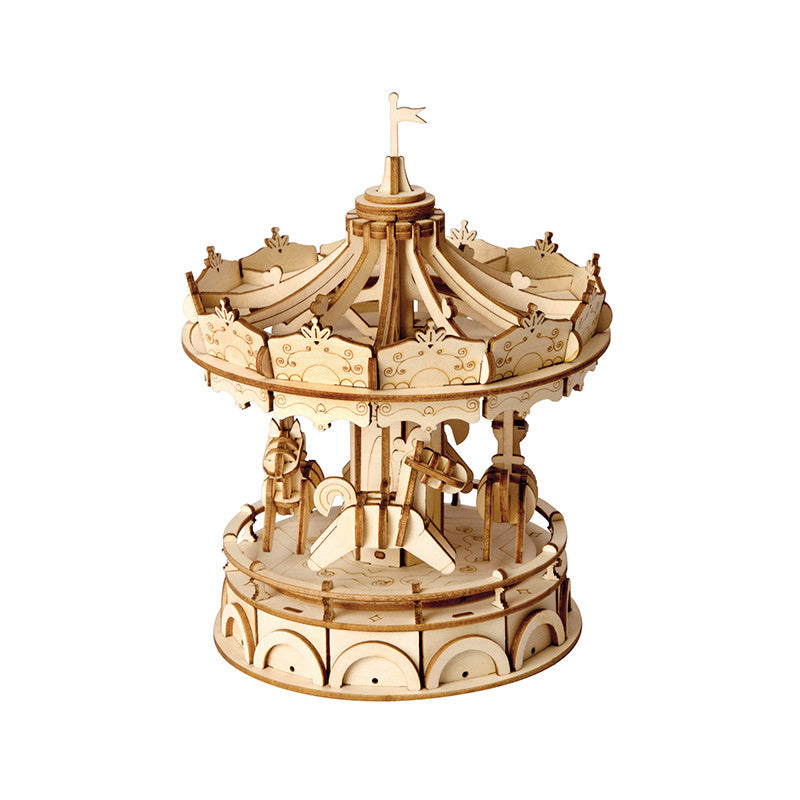 Department Store - New Wooden Diy Assembled Three-Dimensional Puzzle Model Pumpkin Car Ferris Wheel Carousel Sailboat Creative Assembly Ornaments