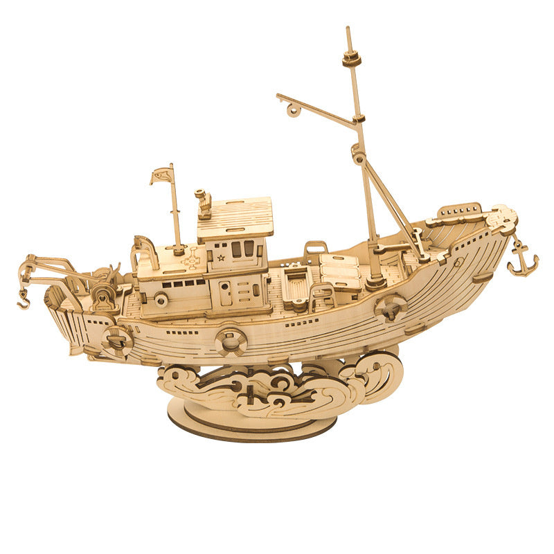 Department Store - New Wooden Diy Assembled Three-Dimensional Puzzle Model Pumpkin Car Ferris Wheel Carousel Sailboat Creative Assembly Ornaments