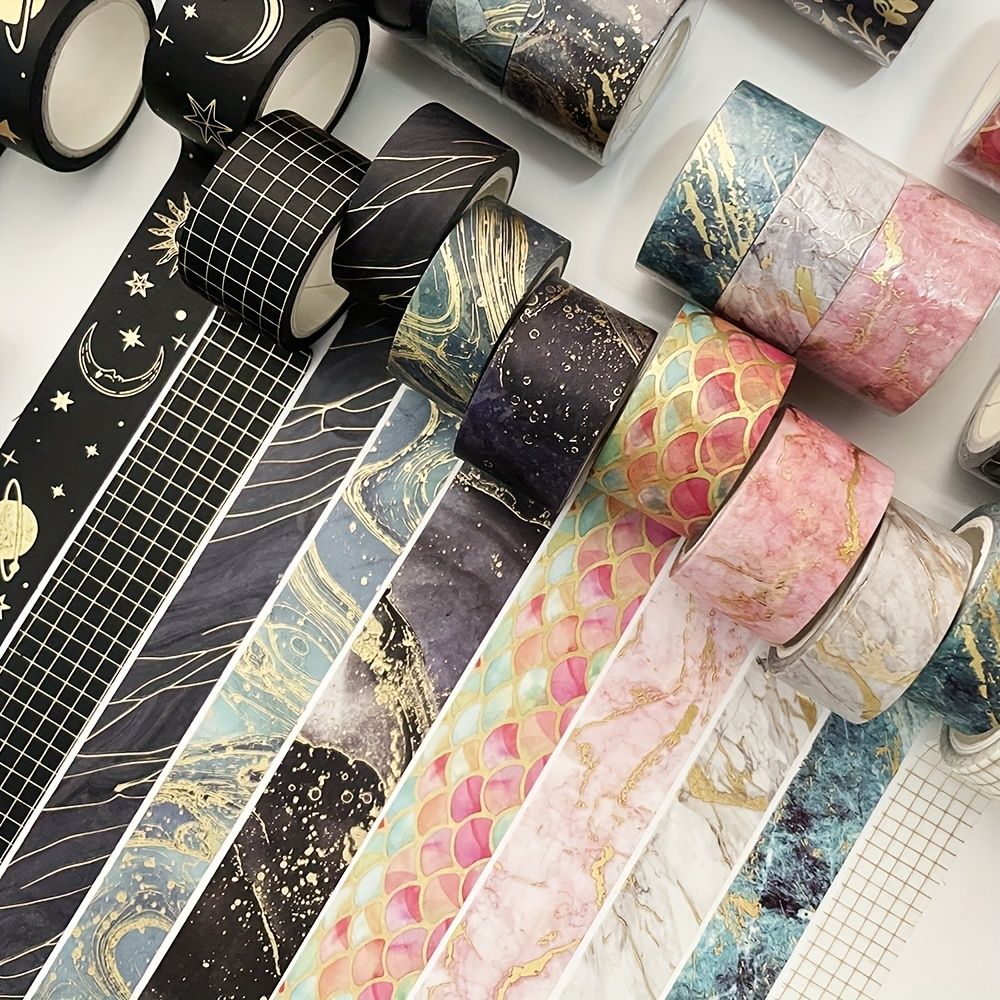 Department Store - DIY Your Hand Account with 3 Rolls of Bronzing Gilding Washi Tape - Perfect for Photo Albums, Paper Decor, and School Stationery!