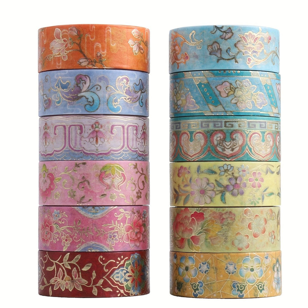 Department Store - 12pcs Dreaming of the Red Chamber Hot Gold Hand Account & Paper Tape Decoration Set - Perfect DIY Souvenir!