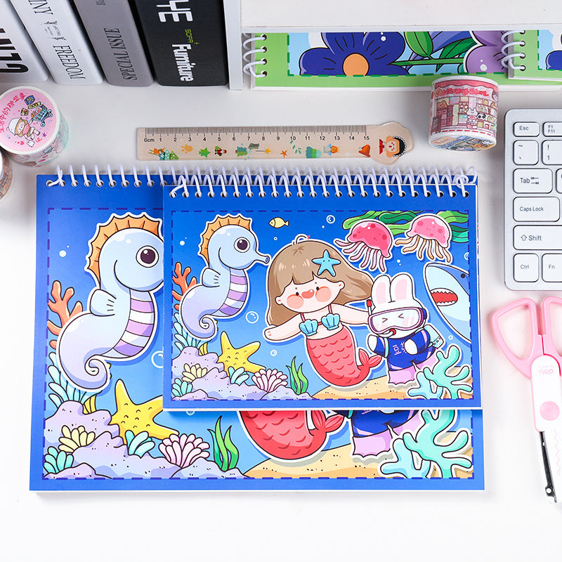 Department Store - A5/A4 Double-Sided Release Paper Hand Account Tape Sticker: Cartoon Character Material Loose-Leaf Illustration Book Storage for Office Product