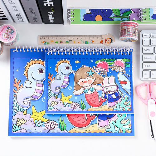 Department Store - A5/A4 Double-Sided Release Paper Hand Account Tape Sticker: Cartoon Character Material Loose-Leaf Illustration Book Storage for Office Product