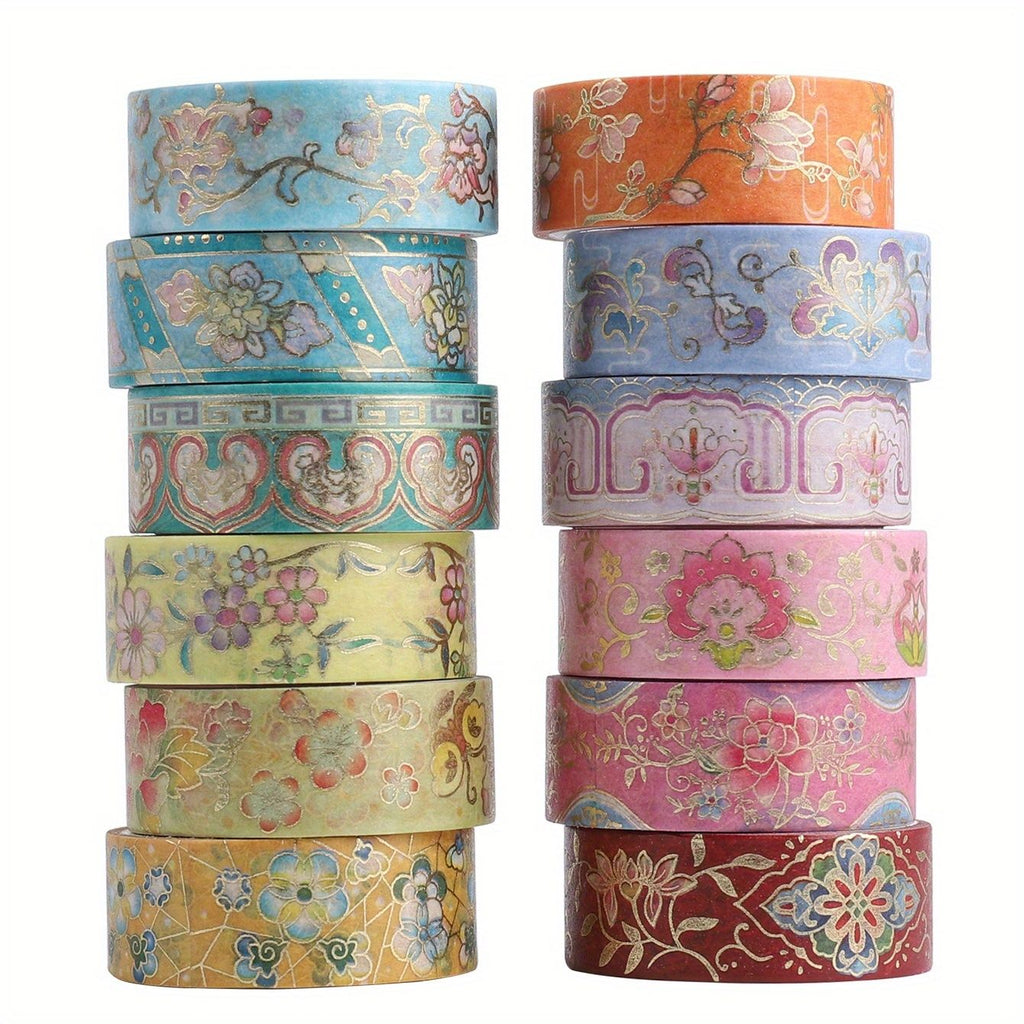 Department Store - 12pcs Dreaming of the Red Chamber Hot Gold Hand Account & Paper Tape Decoration Set - Perfect DIY Souvenir!