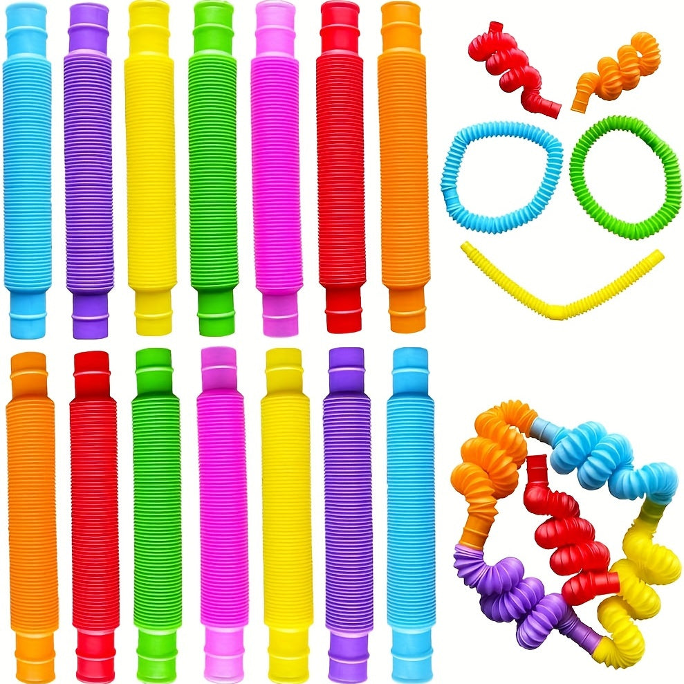 Sensuality Emporium - 10pcs, Pop Tube Sensory Color Stretch Plastic Tube, Corrugated Diy Stretch Tube, Venting Decompression Toys, Summer Decor, Summer Supplies, Party Decor, Party Supplies