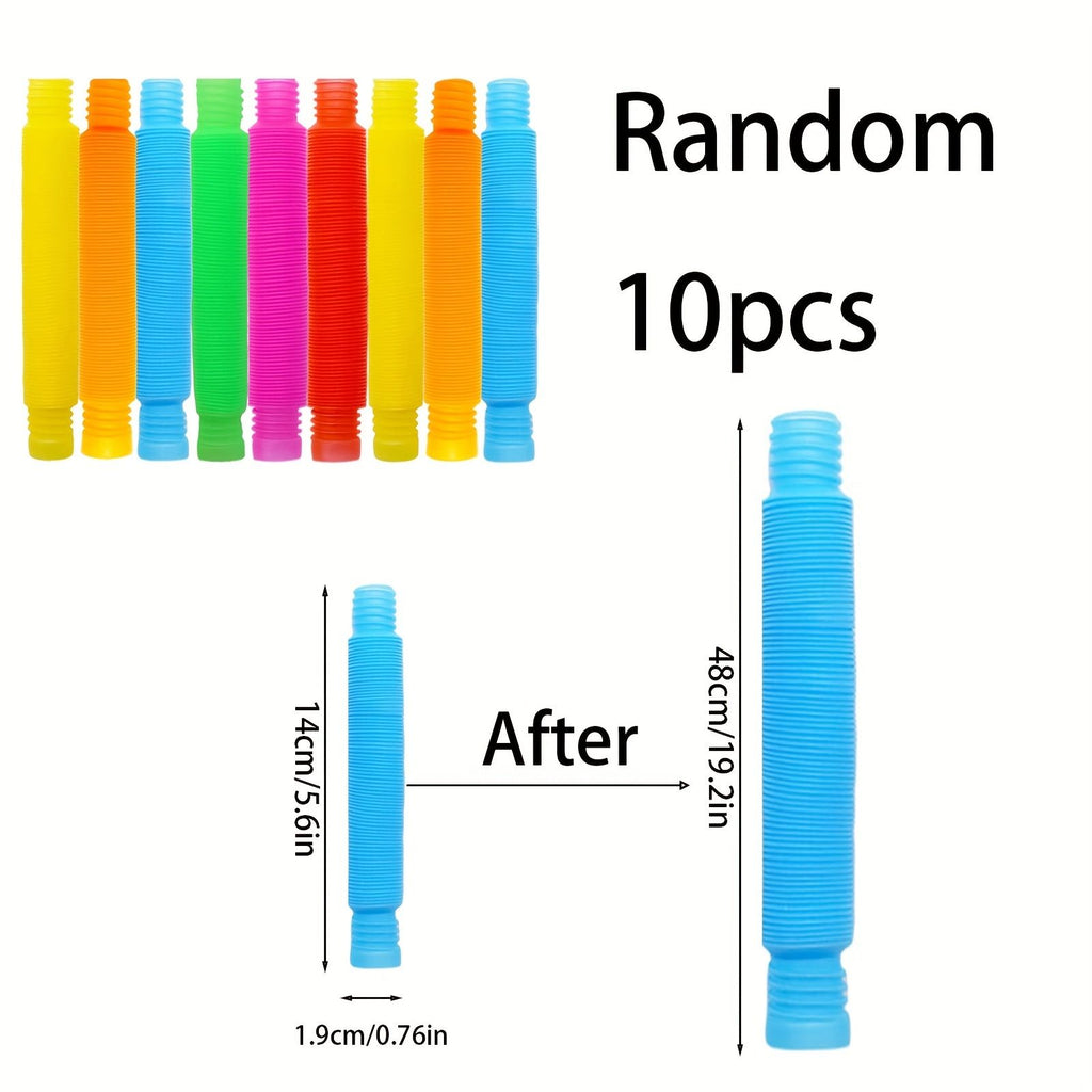 Sensuality Emporium - 10pcs, Pop Tube Sensory Color Stretch Plastic Tube, Corrugated Diy Stretch Tube, Venting Decompression Toys, Summer Decor, Summer Supplies, Party Decor, Party Supplies