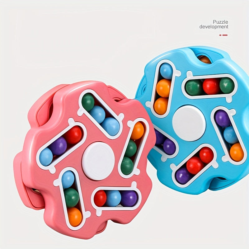 Sensuality Emporium - 1pc, Red And Blue Rubik's Cube Rolling Ball, Disk Rotating Magic Beans Fingertip Decompression Finger Gyro Educational Toys, Creative Small Gift, Holiday Accessory