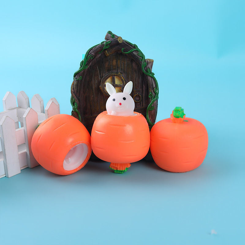 Rainbow Store - 1pc Easter Egg Squeeze Carrot Rabbit Egg Squeeze Squeeze Cup Pocket Small Animal Pinch Pinch Novelty Decompression Toy Children's Day Gift