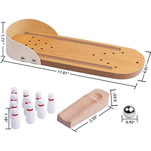 Nice Store - Table Top Mini Bowling Game Set-Tabletop Wooden Board Mini Arcade Desktop Tiny Bowling Shooting Alley Office Desk Stress Relief Gadgets Small Finger Toys Fun Gag Gifts for MenWomen Kids Teens Boys