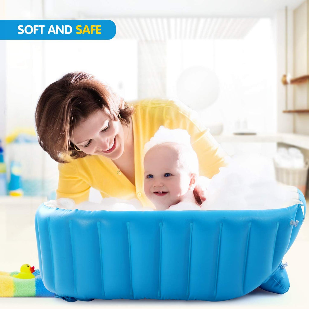 Nice Store - Baby Inflatable Bathtub; Portable Toddler Bathtub Baby Bath Tub Foldable Travel Tub with Air Pump