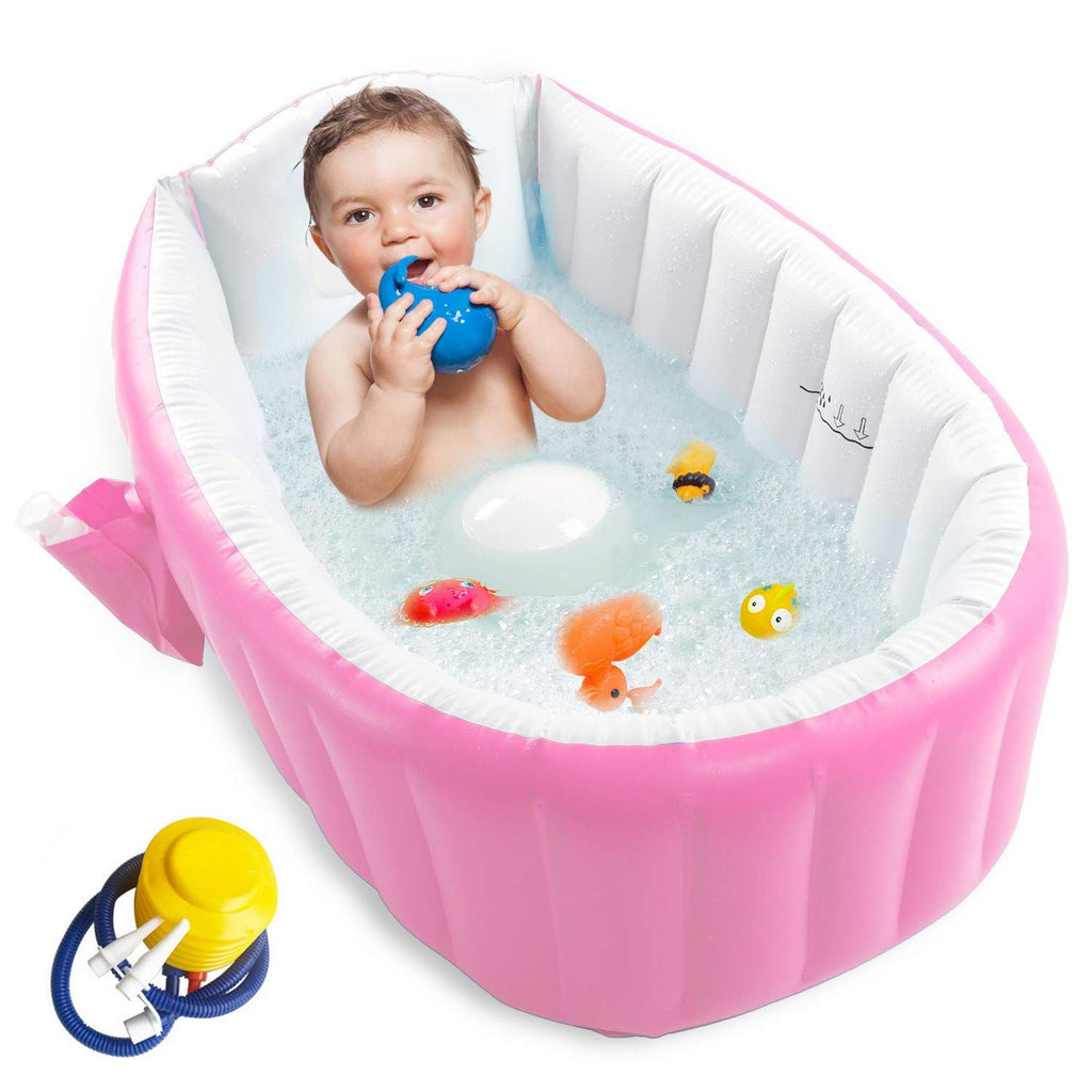 Nice Store - Baby Inflatable Bathtub; Portable Toddler Bathtub Baby Bath Tub Foldable Travel Tub with Air Pump
