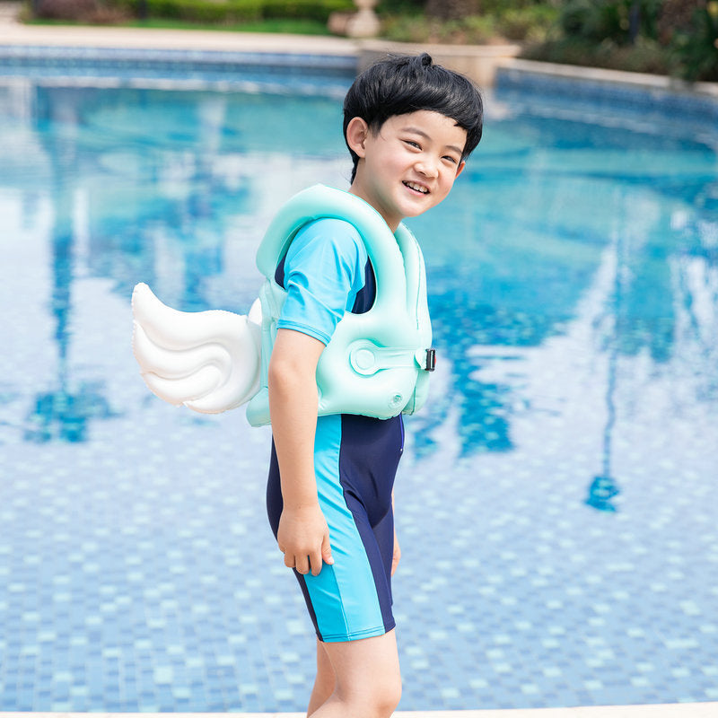 Nice Store - Kids Life Jacket; Kids Swim Vest with Angel Wings Toddler Portable Inflatable Swan Swimming Ring with Adjustable Safety Buckle