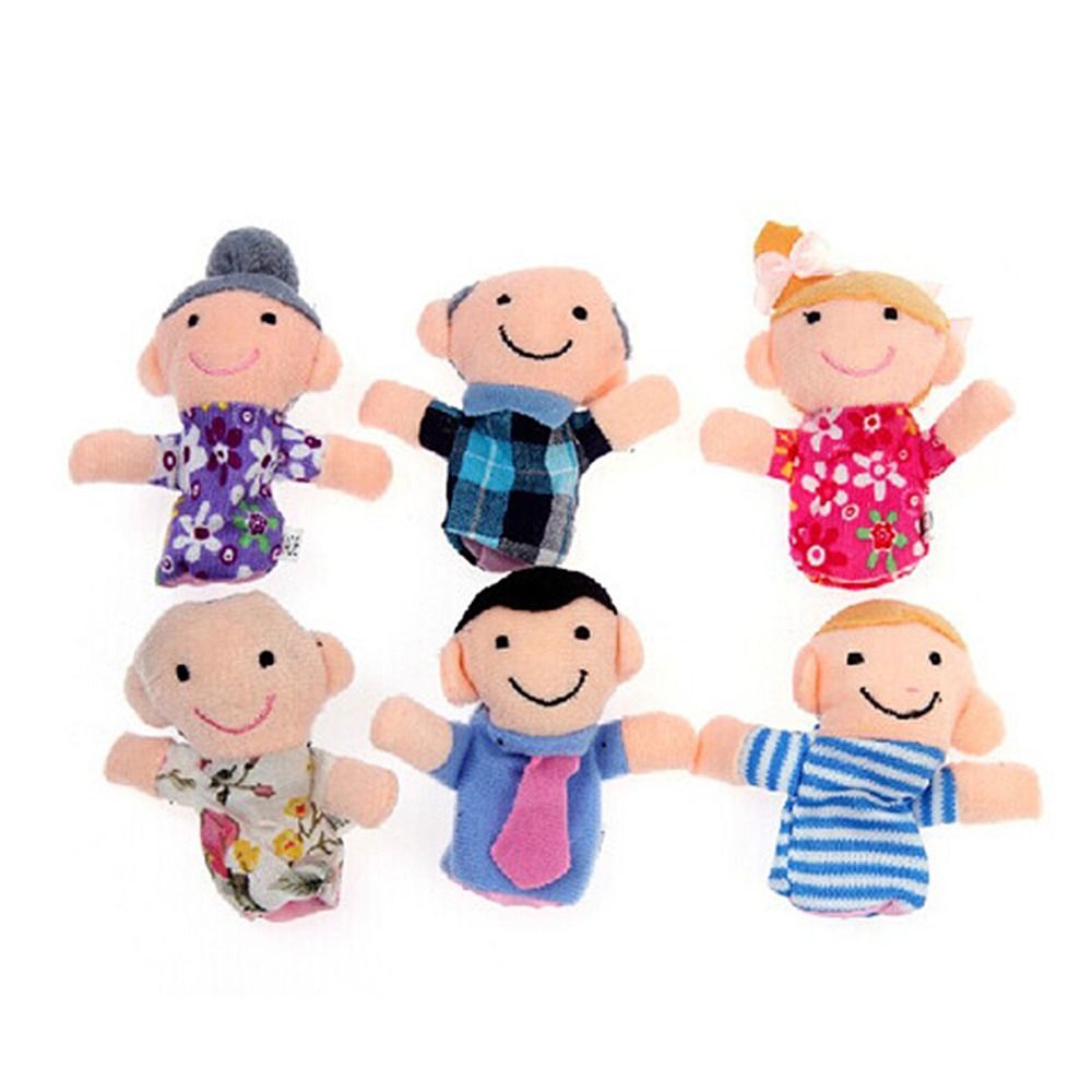 Department Store - 6PCS Puppets soft family finger glove hand educational bed story learning Funny girls toys boys feisty pets finger dolls kids
