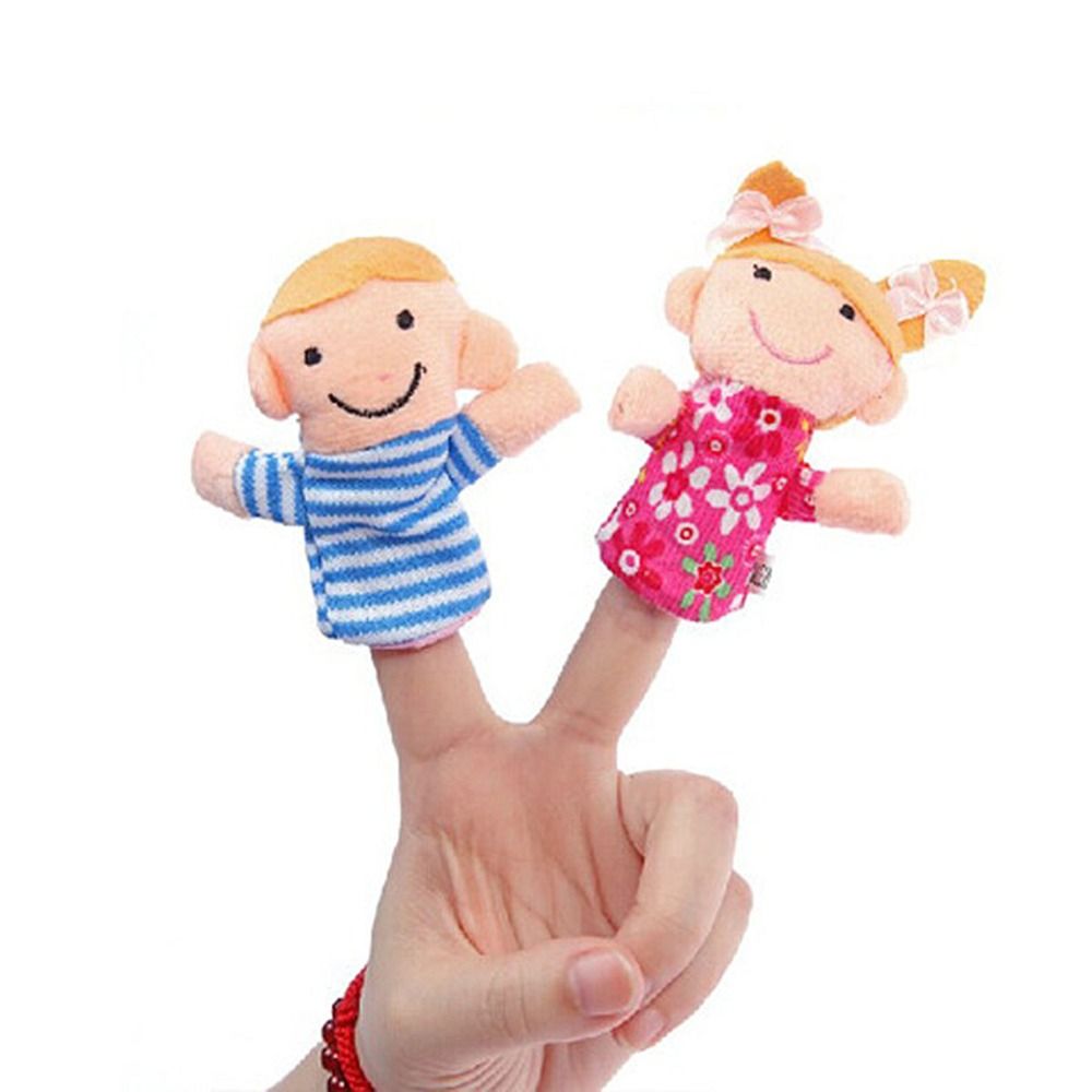 Department Store - 6PCS Puppets soft family finger glove hand educational bed story learning Funny girls toys boys feisty pets finger dolls kids