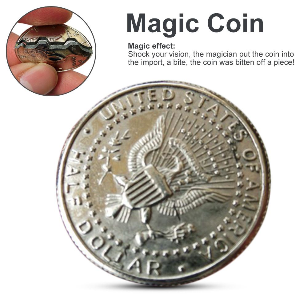 Department Store - Magic Coins &amp; Paper Money Bite Restored Illusion Coin For Magic Show Bitten Coin Half Dollar Magician Coin Dropshipping