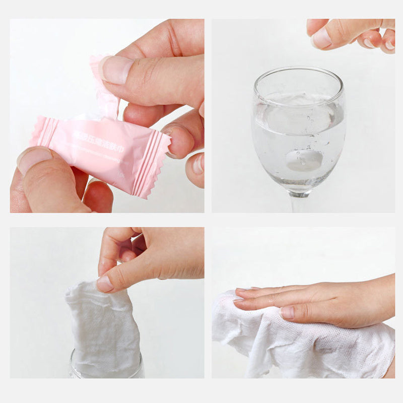 Department Store - 30pcs Compressed Travel Cotton Towel Magic Towel Portable Face Towel Soft Napkin Perfect Candy Tissue Water Wet Cleaning Wipe