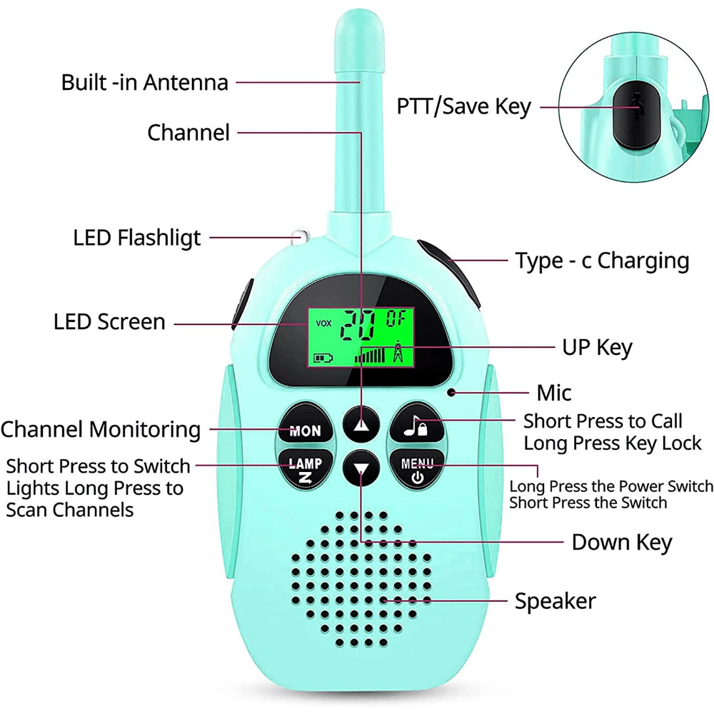 YYDS - Kids Toys Rechargeable Walkie Talkie Boys Toys; Outdoor Toys For 3 4 5 6 7 8 Year Old Boys &Girls; Gift For Girls Boys (blue &pink)