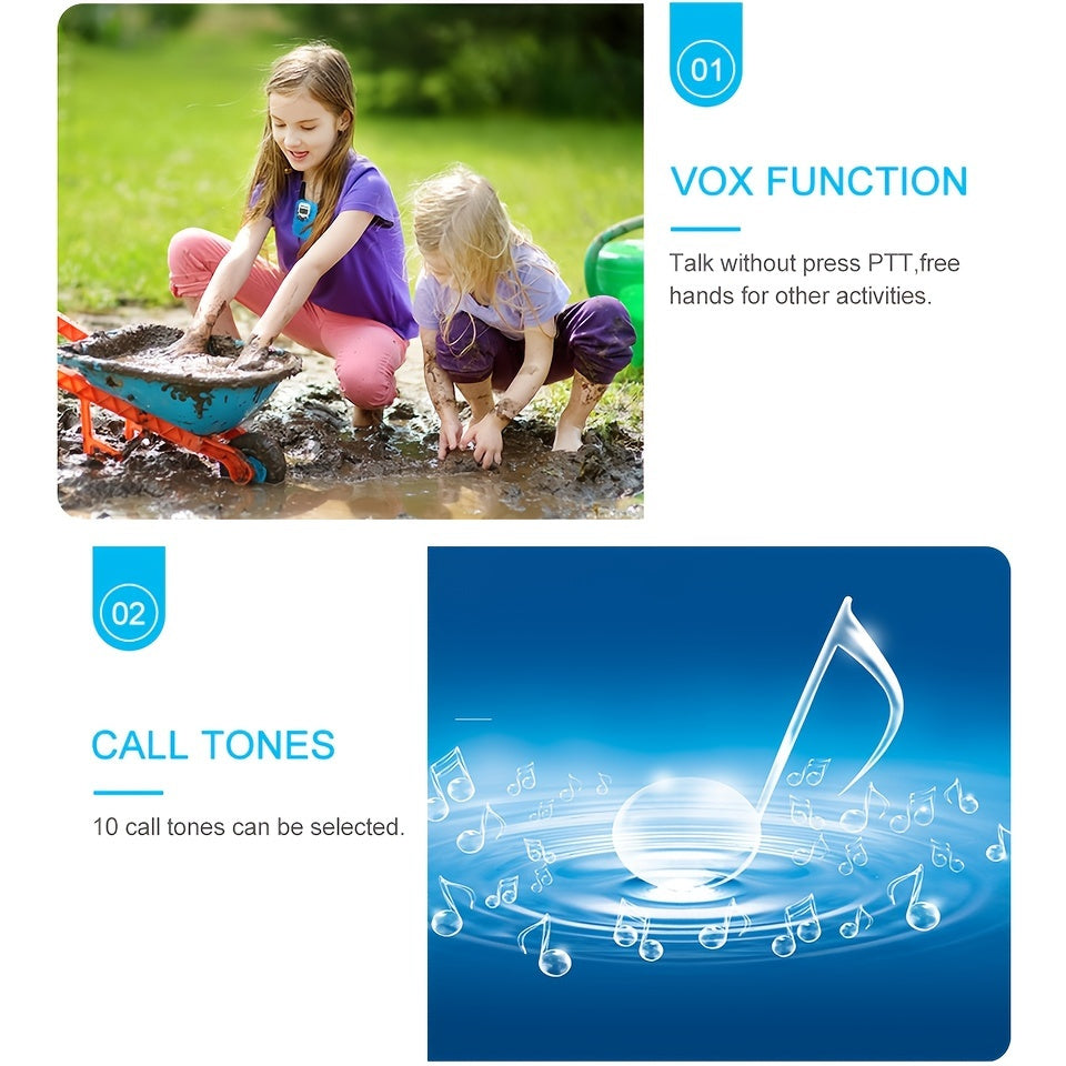 YYDS - 2pc Multifunctional Portable Kids Walkie Talkie With LED Backlight For Outdoor Camping Hiking