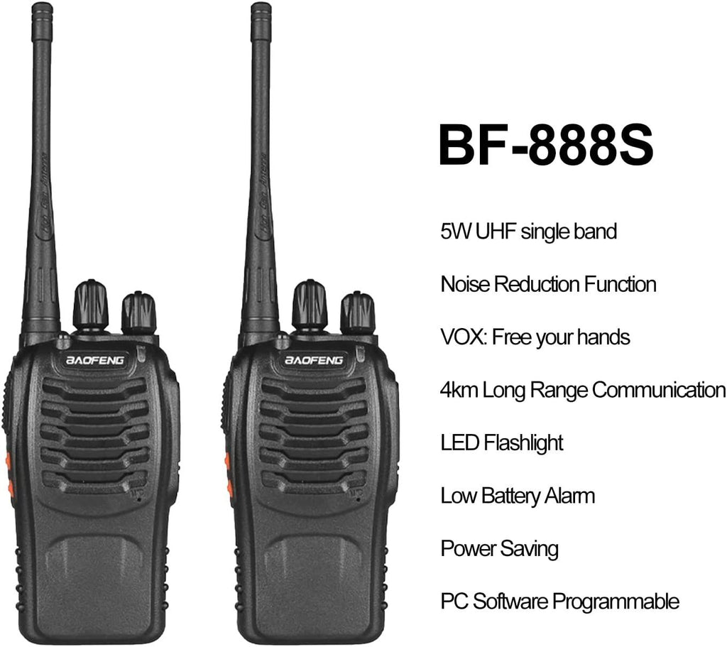 YYDS - 2pcs BAOFENG BF-888S Two Way Radio UHF Portable Walkie Talkies; Amateur Radio Handheld For Hiking Biking Camping