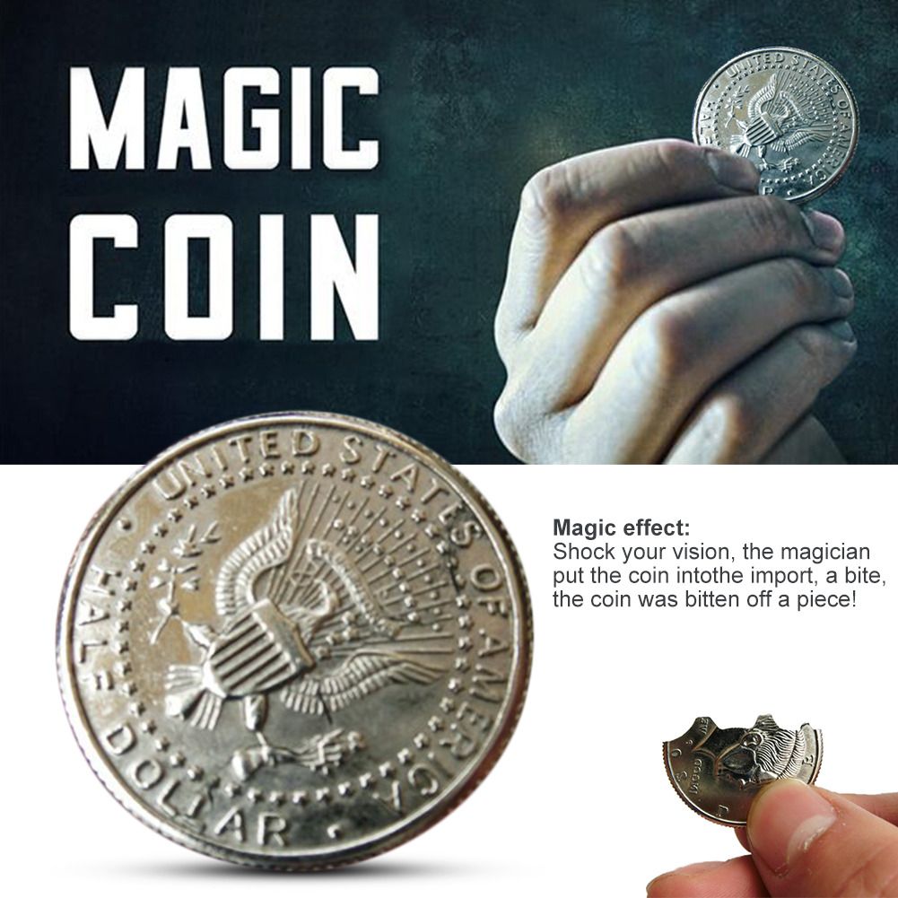 Sensuality Emporium - Magic Coins &amp; Paper Money Bite Restored Illusion Coin For Magic Show Bitten Coin Half Dollar Magician Coin Dropshipping