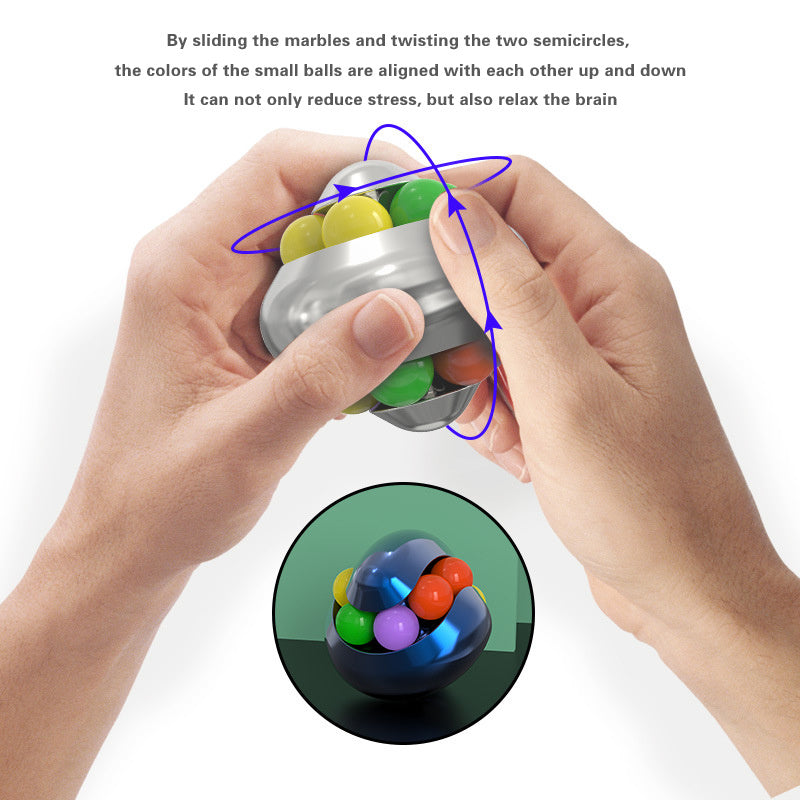 Sensuality Emporium - Aluminum Alloy Psychedelic Magic Ball Metal Educational Stress Relief Toy Decompression Marble Fingertip Gyro Cube Fidget Spiner