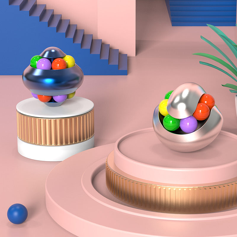 Sensuality Emporium - Aluminum Alloy Psychedelic Magic Ball Metal Educational Stress Relief Toy Decompression Marble Fingertip Gyro Cube Fidget Spiner