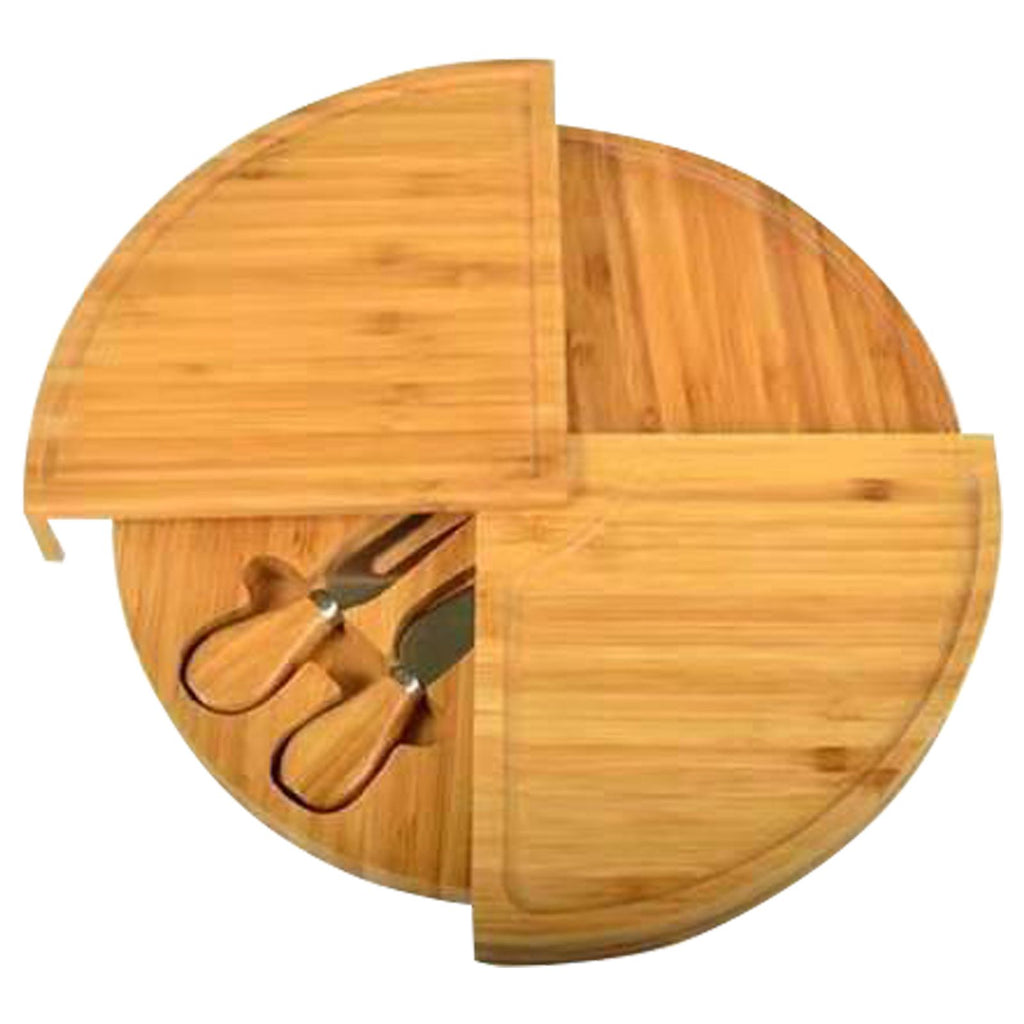 Sensuality Emporium - Bamboo Cheese Board with Cheese Knife Set 37 Cm Cheese Plate Rotating Serving Plate for Cheese and Appetite Gifts Cheese Tool