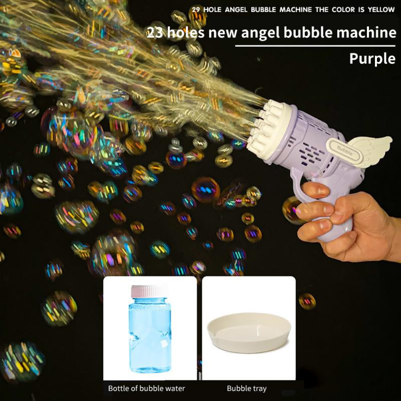 Sensuality Emporium - Bubble Hammer Gun Children Gift Toys Small Fan Soap Bubbles Gun Kids Toys 23 Hole Bubbles Machine Angel Bubble Gun Removable