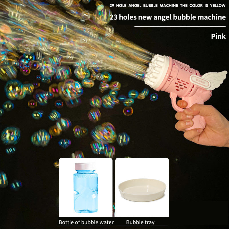 Sensuality Emporium - Bubble Hammer Gun Children Gift Toys Small Fan Soap Bubbles Gun Kids Toys 23 Hole Bubbles Machine Angel Bubble Gun Removable