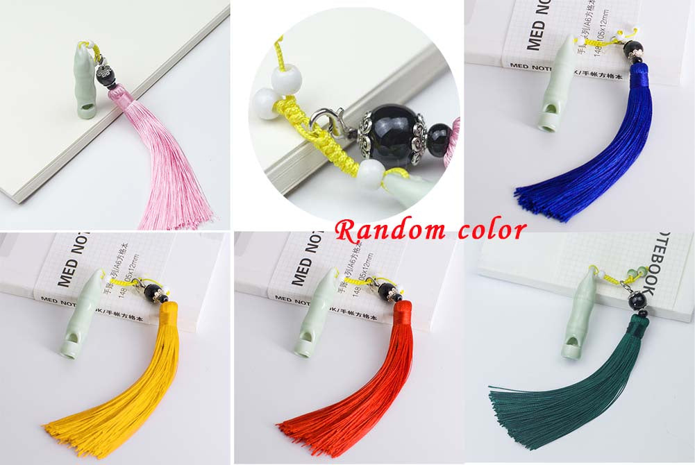 PANDA SUPERSTORE - 3 Packs Ceramic Whistles With Tassels Creative Retro Style Decoration Pendant