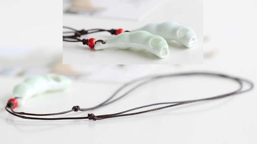 PANDA SUPERSTORE - 6 Packs Ceramic Whistles Necklace Creative Pea pod Shape Decorated Handmade Crafts