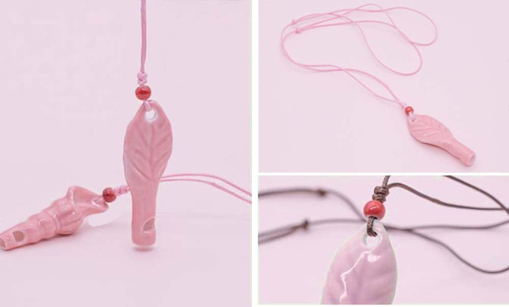 PANDA SUPERSTORE - 5 Packs Ceramic Whistles Necklace Sweater Chain for Womens Creative Kids Toy; Pink