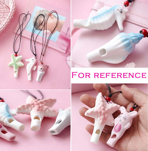 PANDA SUPERSTORE - 2 Packs Whistles Necklace Ceramic Starfish Shape Pendant Lovely Kids Toy Sweater Chain