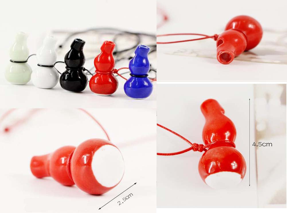 PANDA SUPERSTORE - Set of 5 Ceramic Whistle Multicolor Gourd Shape Crafts Pendant Necklace Adjustable