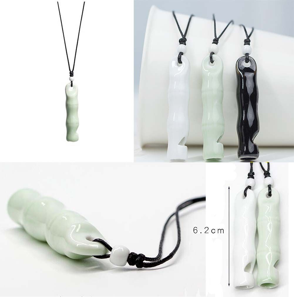 PANDA SUPERSTORE - Set of 6 Whistle Necklace Multicolor Handmade Crafts Ceramic Pendant