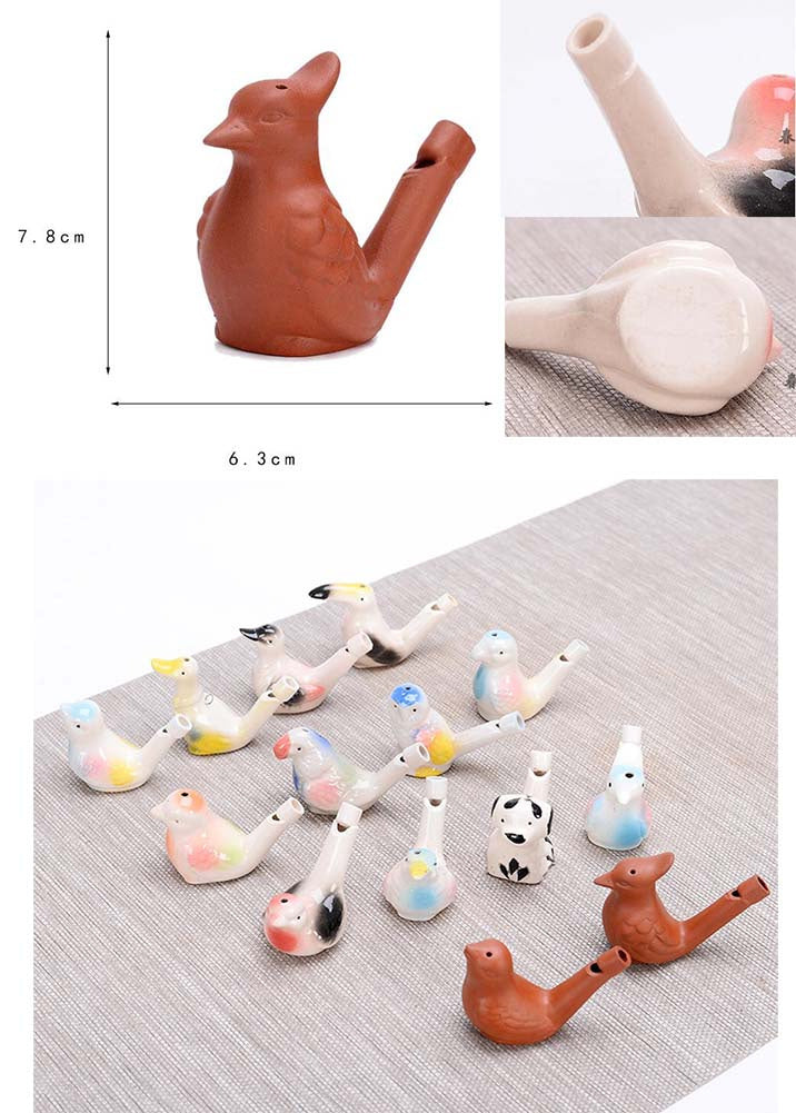 PANDA SUPERSTORE - Ceramic Bird Warbler Water Whistles for Kids Bath Toys; Set of 14