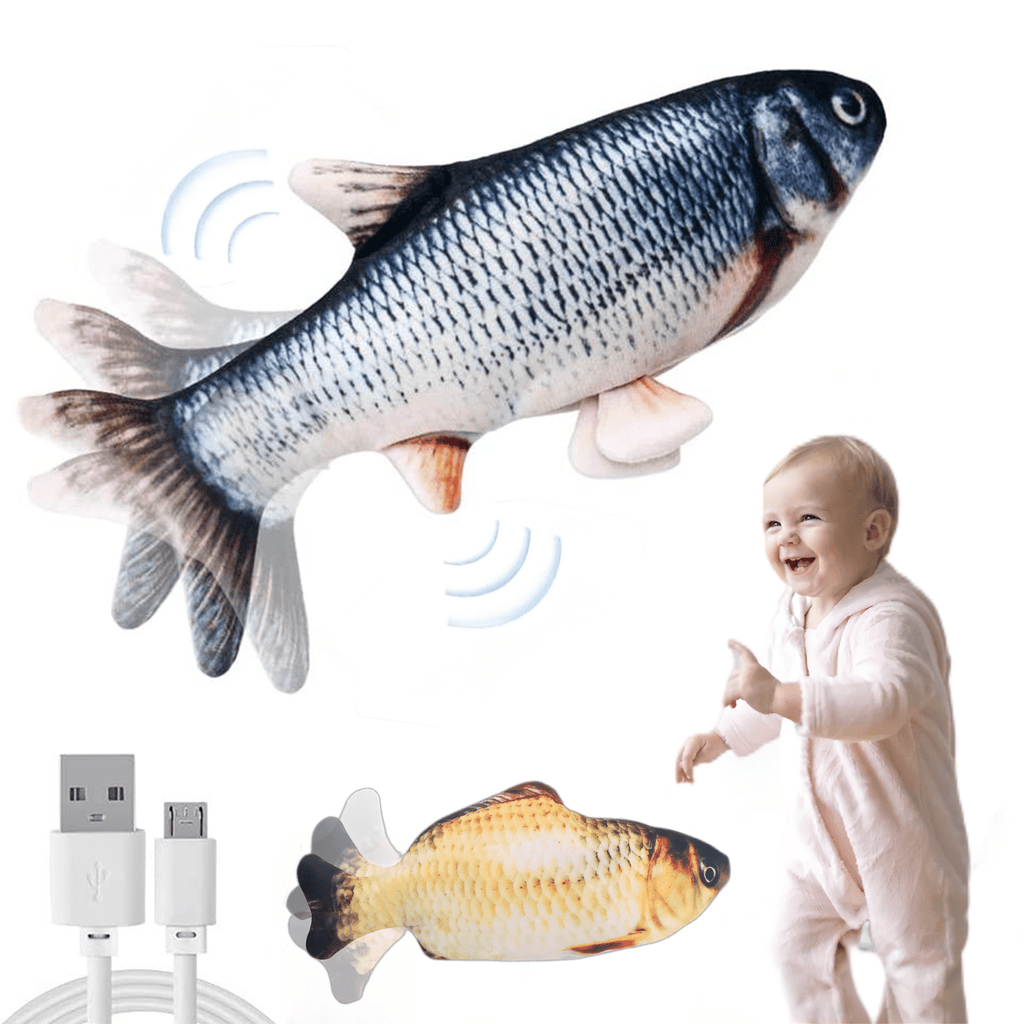 Department Store - Electric Floppy Fish Toy; Moving Cat Kicker Fish Toy; 11'' Realistic Flopping Fish Dog Toy