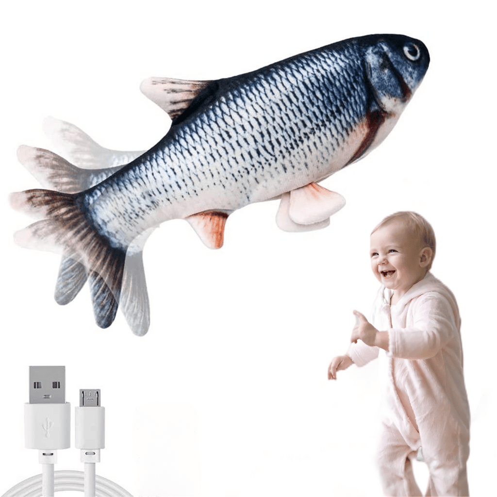 Department Store - Electric Floppy Fish Toy; Moving Cat Kicker Fish Toy; 11'' Realistic Flopping Fish Dog Toy