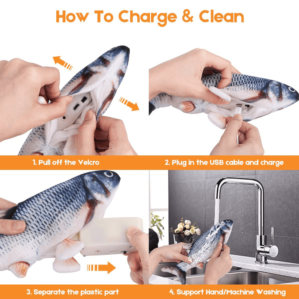 Department Store - Electric Floppy Fish Toy; Moving Cat Kicker Fish Toy; 11'' Realistic Flopping Fish Dog Toy