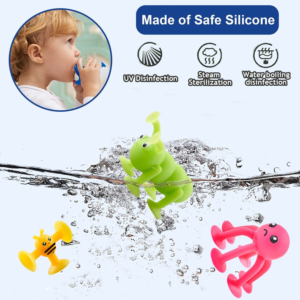 Department Store - Suction Toys For Baby; Bath Toys For Kids Ages 4-8; 40pcs Toddler Stress Release Sensory Toys; Silicone Suction Cup Animal With Dinosaur Eggshell Storage; Educational Gift For Boys Girls Age 3+