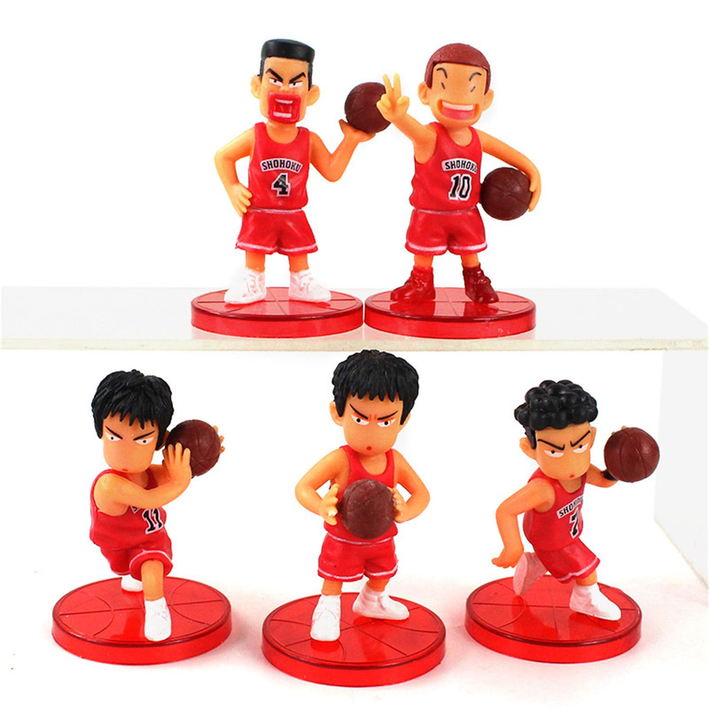 Nice Store - 5pcs/pack 2.3inch/6cm White/Red Manga Action Figure Toys; Basketball Anime Figures