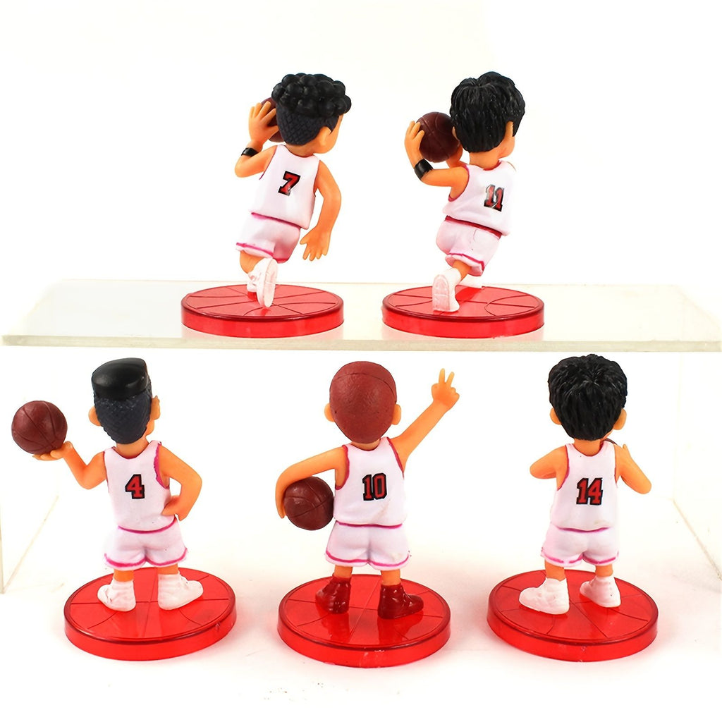 Nice Store - 5pcs/pack 2.3inch/6cm White/Red Manga Action Figure Toys; Basketball Anime Figures