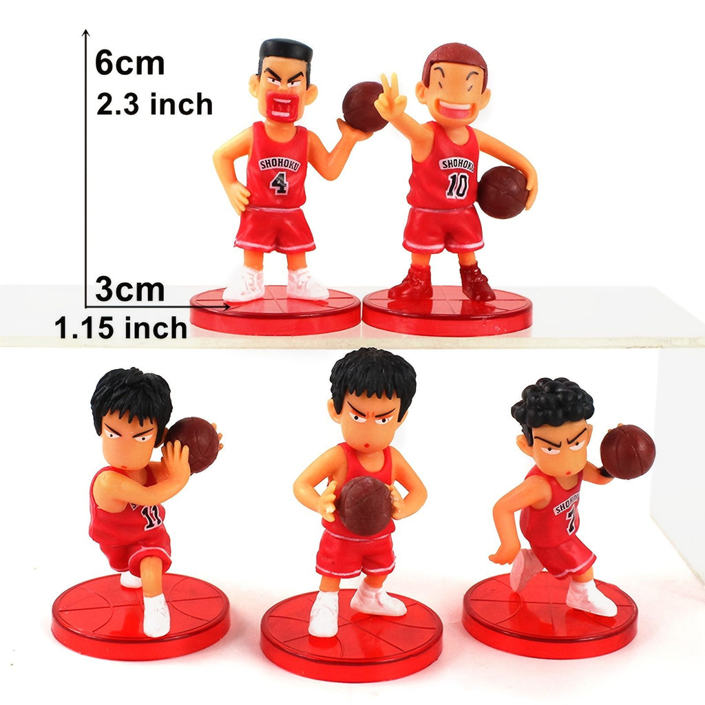 Nice Store - 5pcs/pack 2.3inch/6cm White/Red Manga Action Figure Toys; Basketball Anime Figures
