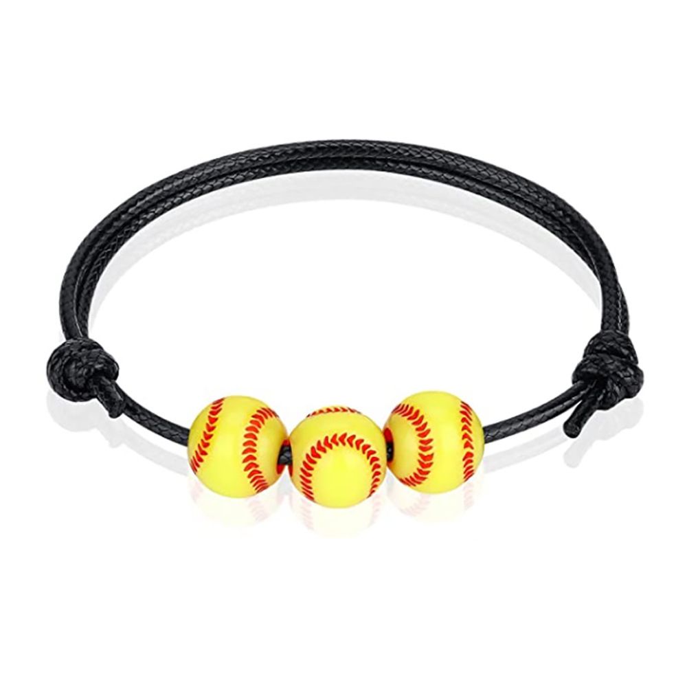 Nice Store - Sports Theme Charm Bracelets; Basketball Football Baseball Volleyball Bracelet Adjustable Inspirational Sports Beads Ball Bracelet With Charm For Teens Students Adults Outdoor Gift