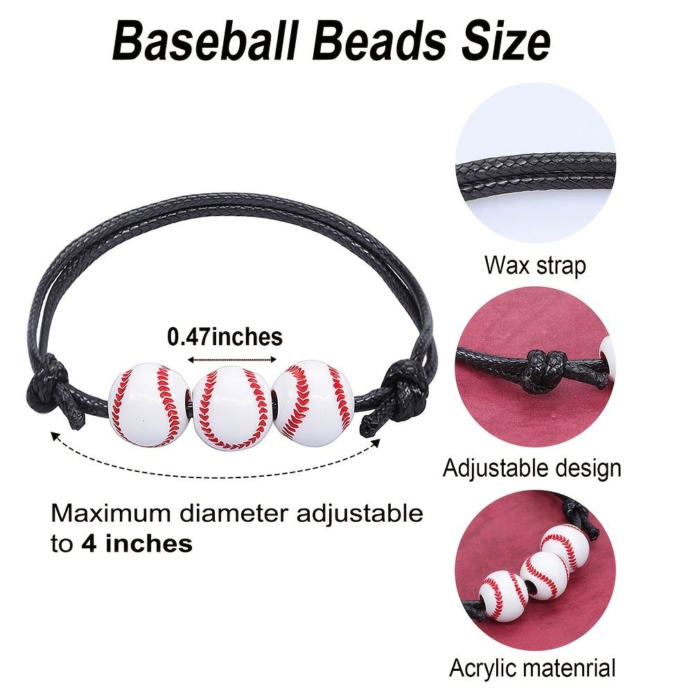 Nice Store - Sports Theme Charm Bracelets; Basketball Football Baseball Volleyball Bracelet Adjustable Inspirational Sports Beads Ball Bracelet With Charm For Teens Students Adults Outdoor Gift