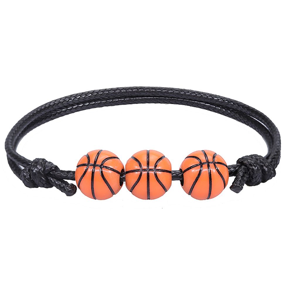 Nice Store - Sports Theme Charm Bracelets; Basketball Football Baseball Volleyball Bracelet Adjustable Inspirational Sports Beads Ball Bracelet With Charm For Teens Students Adults Outdoor Gift