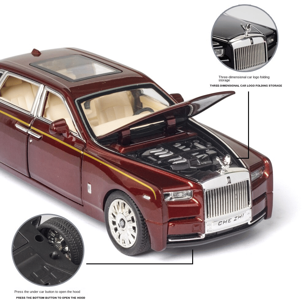 MESSIA SAM SUN - 1/24 Rolls-Royce alloy car model phantom back sound and light toy car six open door simulation metal car box